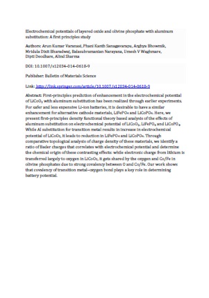 Electrochemical potentials of layered oxide and olivine phosphate with aluminum substitution: A first principles study