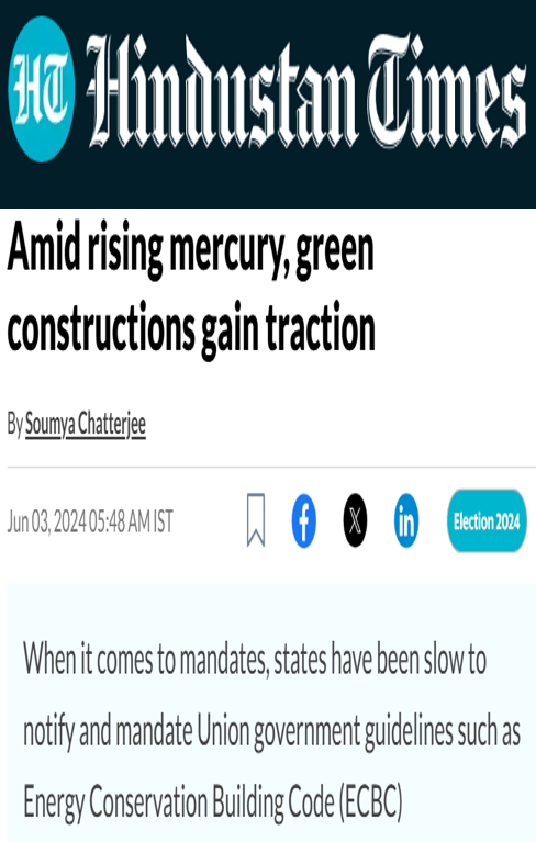 Sarah Khan quoted on the need for integrating sustainability principles across all stages of construction in an article in Hindustan Times 