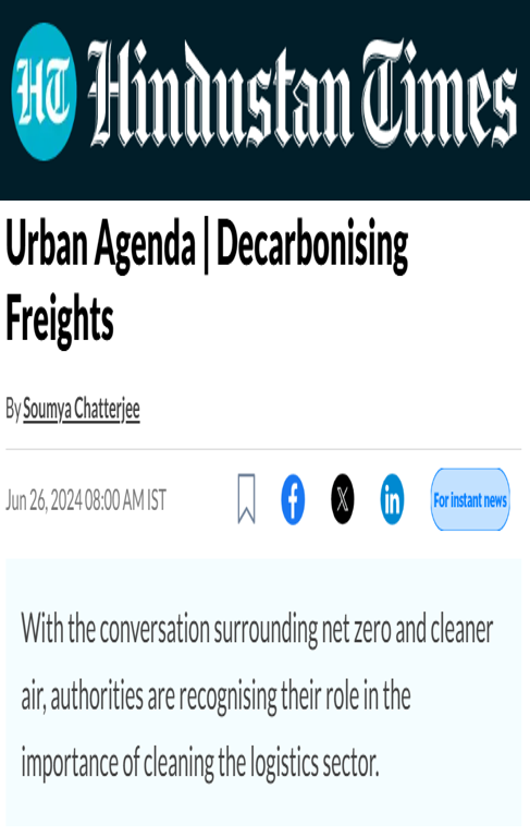 Spurthi Ravuri quoted on the need to push freight decarbonisation in an article in the Hindustan Times