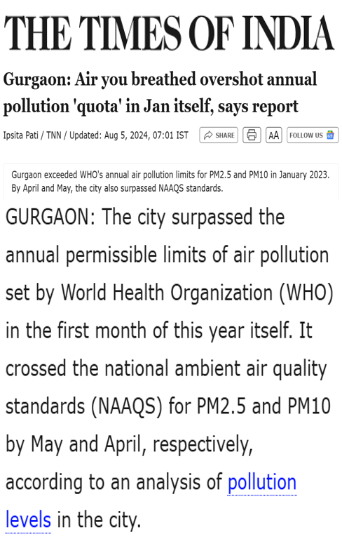 R Subramanian quoted on the need to use WHO interim targets as standards to assess air pollution in Indian cities