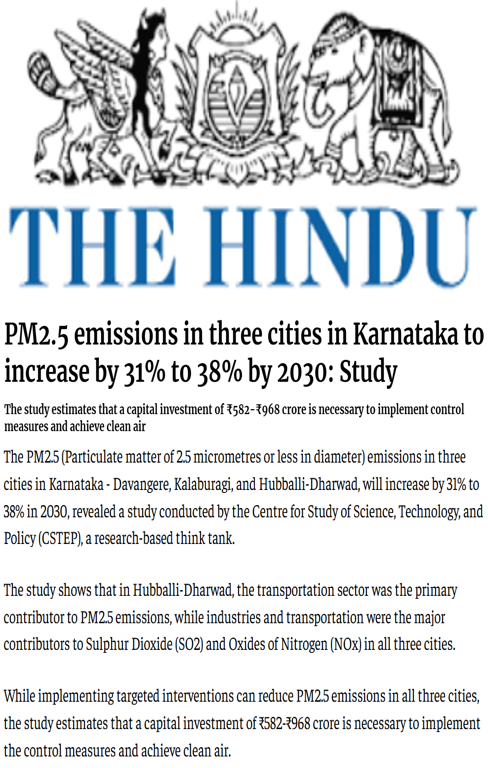 CSTEP’s Karnataka EI study covered by The Hindu