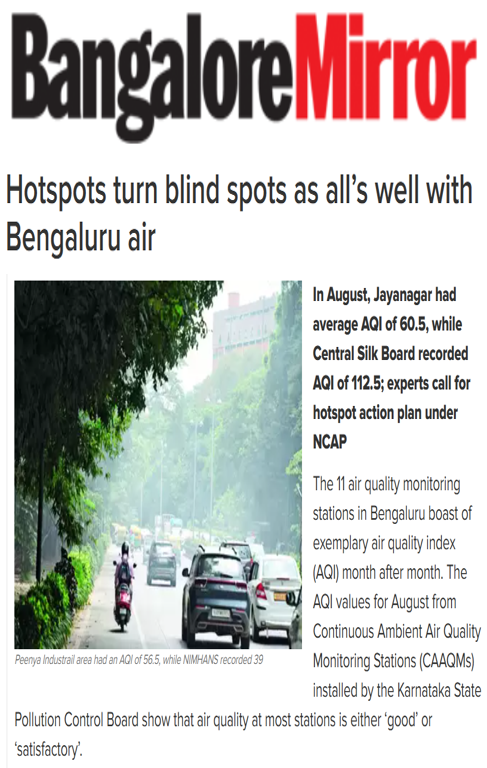 R Subramanian quoted on the use of more low-cost sensors to monitor Bengaluru’s air pollution